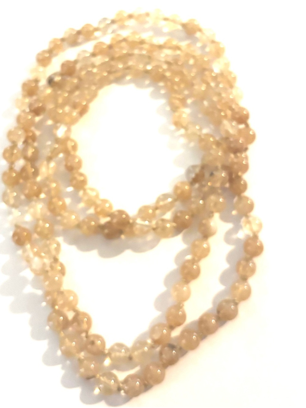 Long Beaded Necklace in Champagne Tone - Women's Necklace